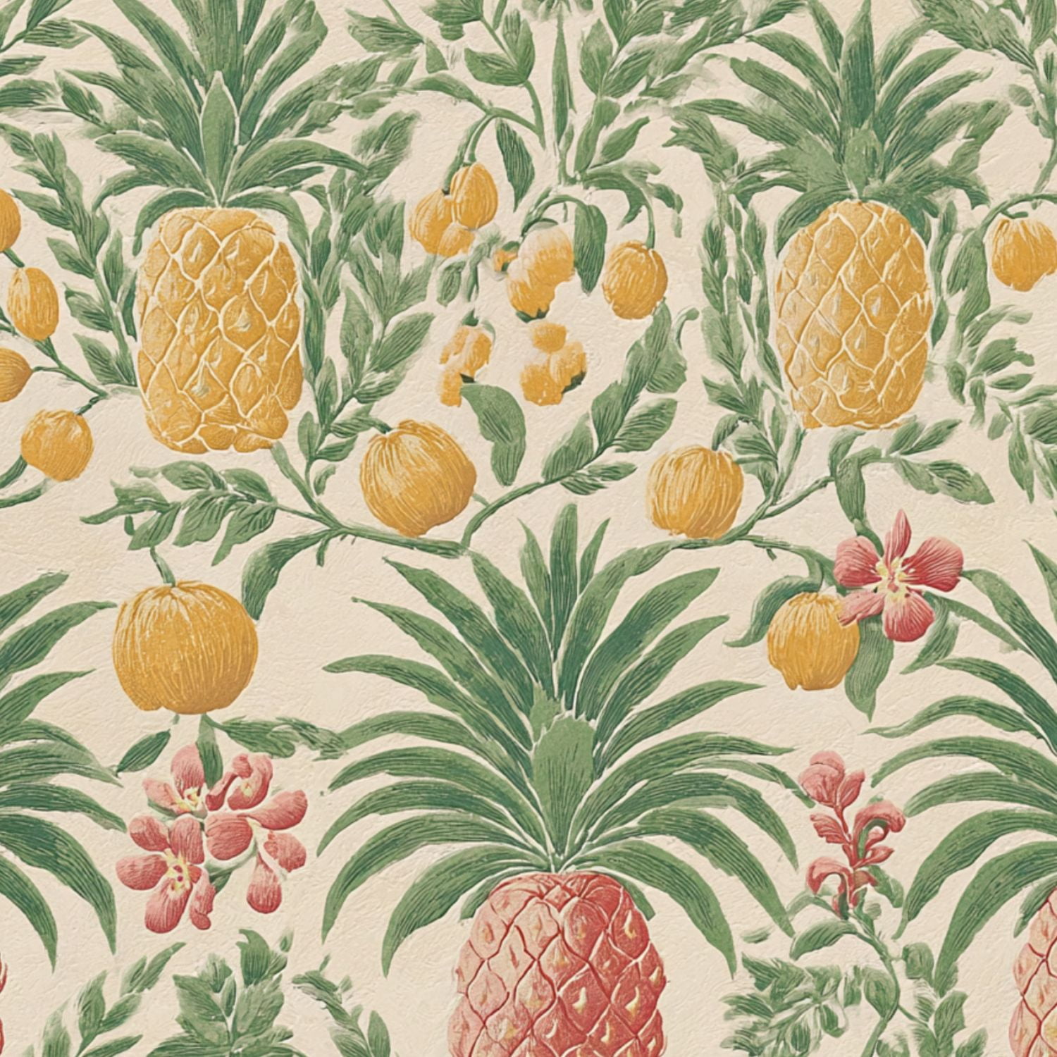 Peel and Stick Wallpaper Pineapple Tropical Botanical Green Leaves Vintage Wall Mural 23.6in x 9.8ft Self Adhesive Removable Wall Paper Renter Friendly Wallpaper for Nursery Bedroom Cabinets