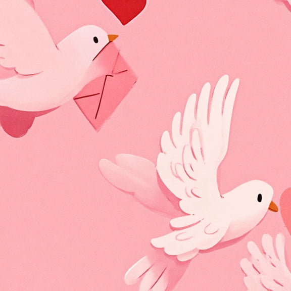 Peel and Stick Wallpaper Pink Birds Love Hearts Envelopes romantic Wall Mural 23.6in x 9.8ft Self Adhesive Removable Wall Paper Renter Friendly Wallpaper for Kids Bedroom Livingroom