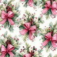 thumbnail image 1 of Peel and Stick Wallpaper Pink Bow Christmas Floral Bouquet Greenery Red Berries Wall Mural 17.7in x 9.8ft Self Adhesive Removable Wall Paper Renter Friendly Wallpaper for Nursery Bedroom Cabinets, 1 of 8