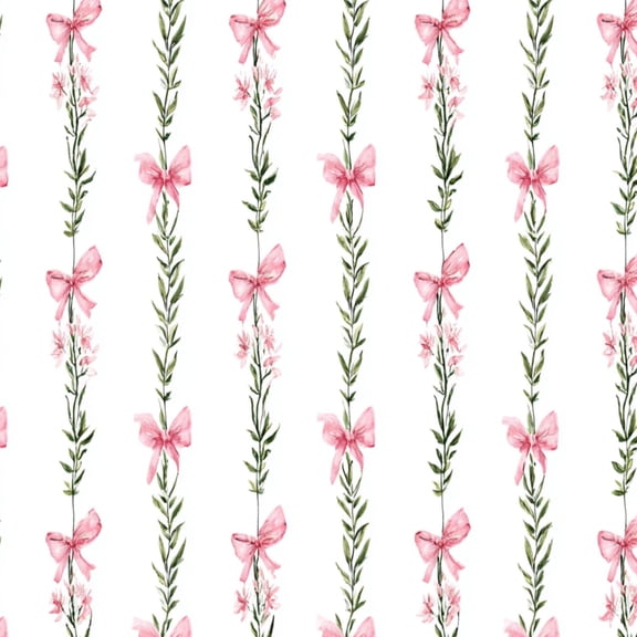 Peel and Stick Wallpaper Pink Bow Floral Greenery White Vintage boho Wall Mural 23.6in x 9.8ft Self Adhesive Removable Wall Paper Renter Friendly Wallpaper for Women Girl Bedroom Nursery