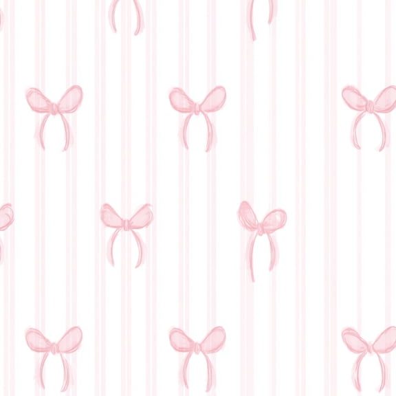 Peel and Stick Wallpaper Pink Bow Stripes Soft Pastel boho spring sweet Wall Mural 17.7in x 9.8ft Self Adhesive Removable Wall Paper Renter Friendly Wallpaper for Women Girl Bedroom Nursery
