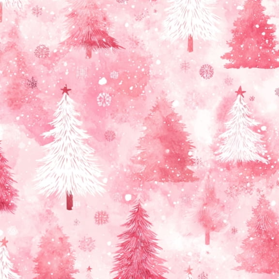 Peel and Stick Wallpaper Pink Christmas Trees Watercolor Snowy 17.7in x 118in Contact Paper Removable Self Adhesive Wall Mural Wall Decor for Bedroom Kitchen Cabinets