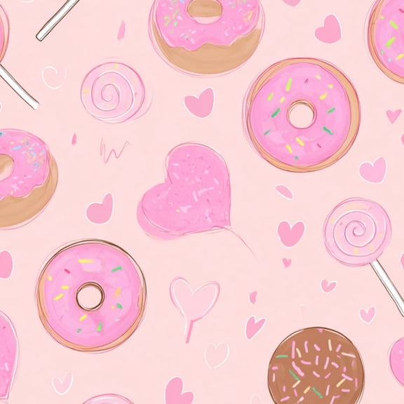 Peel and Stick Wallpaper Pink Donut Candy Hearts Sprinkles Pastel Wall Mural 23.6in x 9.8ft Self Adhesive Removable Wall Paper Renter Friendly Wallpaper for Nursery Bedroom Cabinets