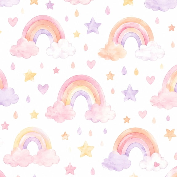Peel and Stick Wallpaper Pink Watercolor Rainbow Clouds Stars Seamless Nursery 24in x 118in Contact Paper Removable Self Adhesive Wall Mural Wall Decor for Bedroom Kitchen Cabinets