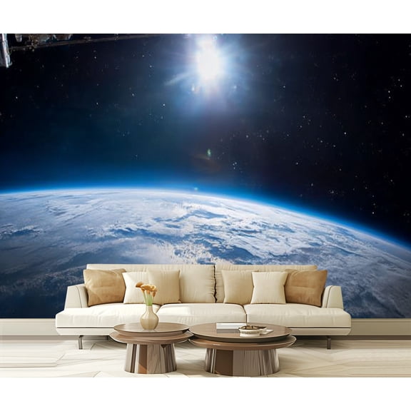 Peel and Stick Wallpaper Planet Earth outer space Solar system Elements this furnished by Modern Art Wall Mural Decor Self Adhesive and Removable 69in x 98in