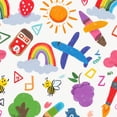 thumbnail image 1 of Peel and Stick Wallpaper Playful Doodles Rainbows Clouds Crayons Fun Icons Bright Colors Wall Mural 23.6in x 9.8ft Self Adhesive Removable Wall Paper Renter Friendly Wallpaper for Nursery Bedroom, 1 of 8