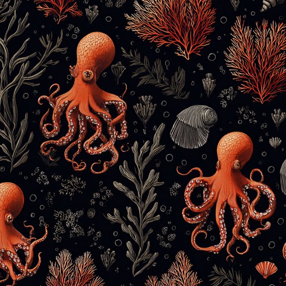 Peel and Stick Wallpaper Playful Orange Octopus Underwater Coral Seashells marine Wall Mural 23.6in x 9.8ft Self Adhesive Removable Wall Paper Renter Friendly Wallpaper for Bedroom Living Room