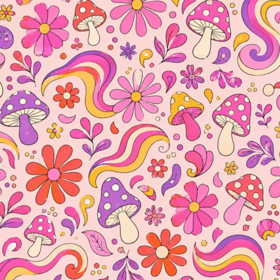 Peel and Stick Wallpaper Psychedelic floral retro hippie style Fun daisy Rainbow Wall Mural 23.6in x 9.8ft Self Adhesive Removable Wall Paper Renter Friendly Wallpaper for Nursery Bedroom Cabinets