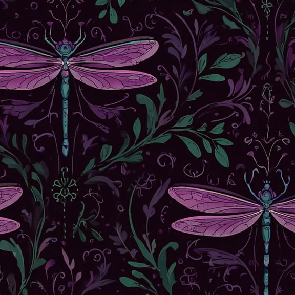 Peel and Stick Wallpaper Purple Dragonfly Floral Dark Wall Mural 23.6in x 9.8ft Self Adhesive Removable Wall Paper Renter Friendly Wallpaper for Nursery Bedroom Cabinets