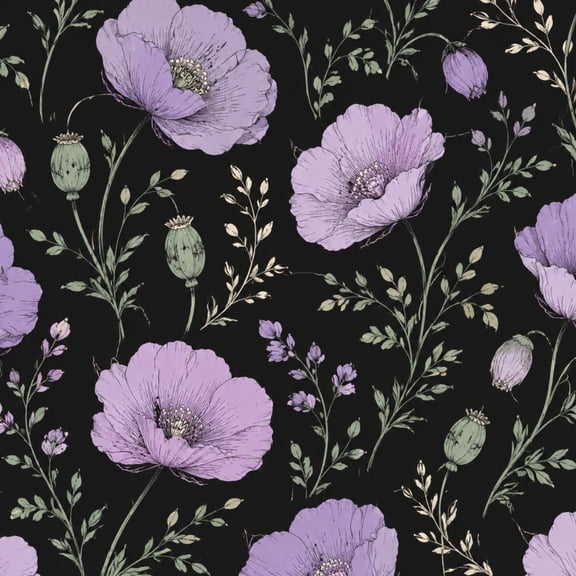 Peel and Stick Wallpaper Purple Floral Delicate Line Drawings Dark 24in x 118in Contact Paper Removable Self Adhesive Wall Mural Wall Decor for Bedroom Kitchen Cabinets