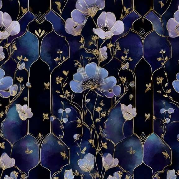 Peel and Stick Wallpaper Purple Floral Golden Accents Dark Wall Mural 23.6in x 9.8ft Self Adhesive Removable Wall Paper Renter Friendly Wallpaper for Nursery Bedroom Cabinets