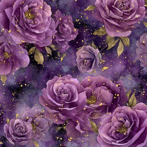 Peel and Stick Wallpaper Purple Rose Floral Gold Splatter Dark Elegant Wall Mural 17.7in x 9.8ft Self Adhesive Removable Wall Paper for Nursery Bedroom Cabinets
