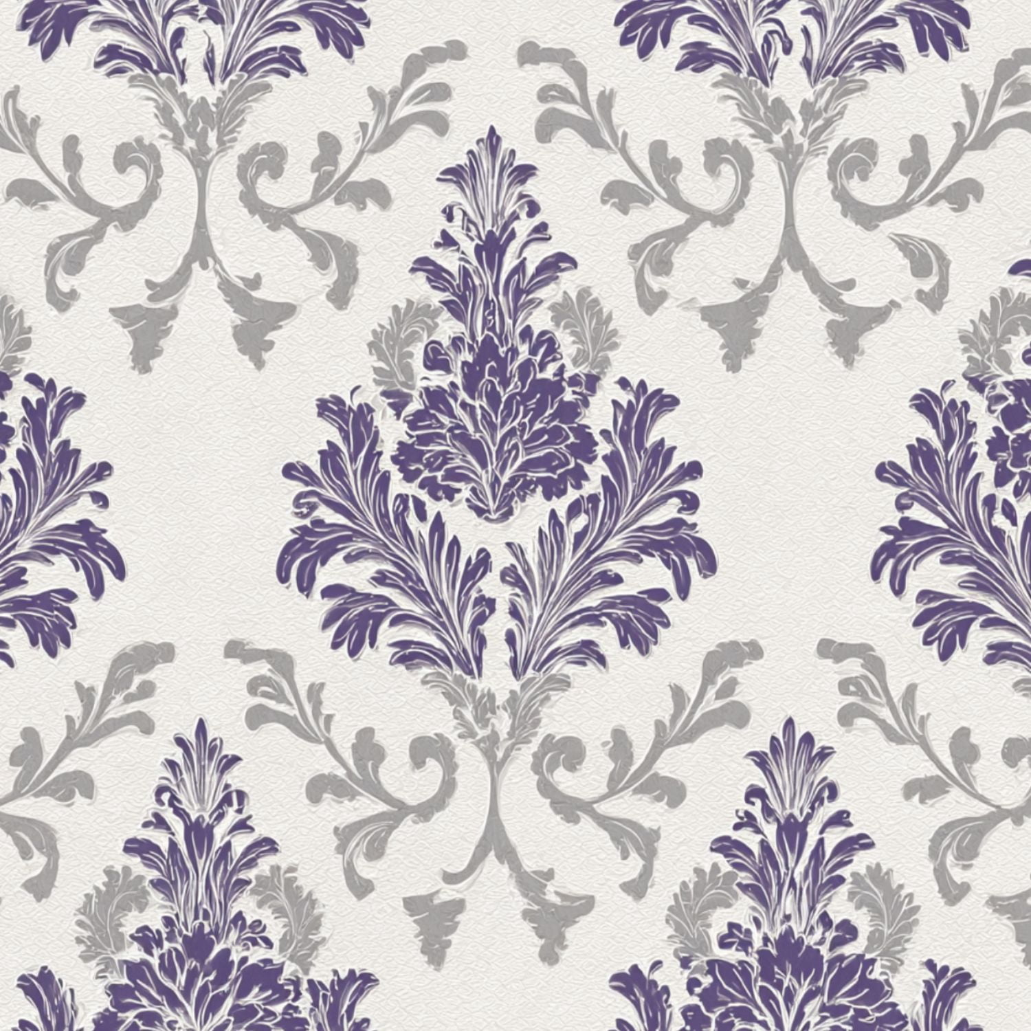 Peel and Stick Wallpaper Purple Silver Damask Floral Cream Wall Mural 17.7in x 9.8ft Self Adhesive Removable Wall Paper Renter Friendly Wallpaper for Bedroom Kitchen Bathroom