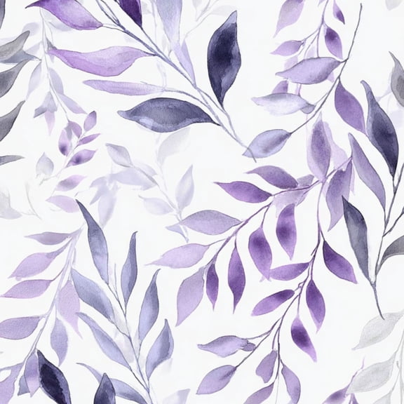 Peel and Stick Wallpaper Purple Watercolor Leaves White 17.7in x 118in Contact Paper Removable Self Adhesive Wall Mural Wall Decor for Bedroom Kitchen Cabinets
