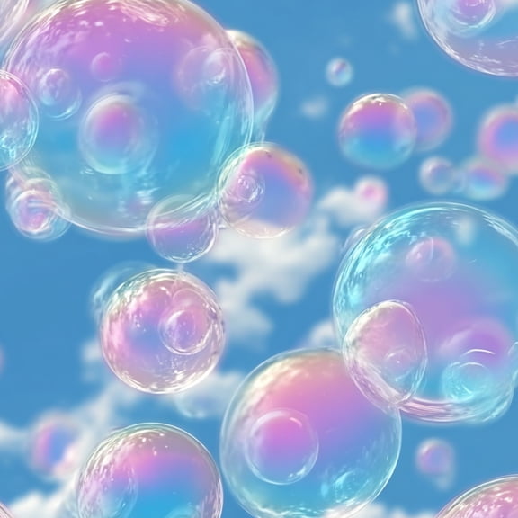 Peel and Stick Wallpaper Rainbow Iridescent Soap Bubbles Floating Blue Sky Soft Clouds Wall Mural 17.7in x 9.8ft Removable Wall Paper Renter Friendly Wallpaper for Nursery Bedroom