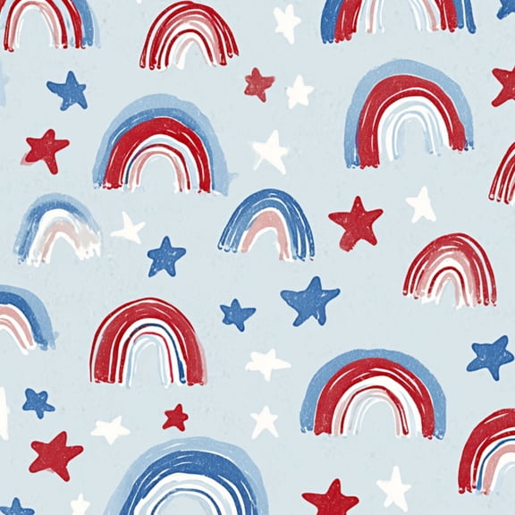 Peel and Stick Wallpaper Rainbows Stars Repeating Red Blue White Hand Painted Style Wall Mural 23.6in x 9.8ft Self Adhesive Removable Wall Paper Renter Friendly Wallpaper for Bedroom Cabinets