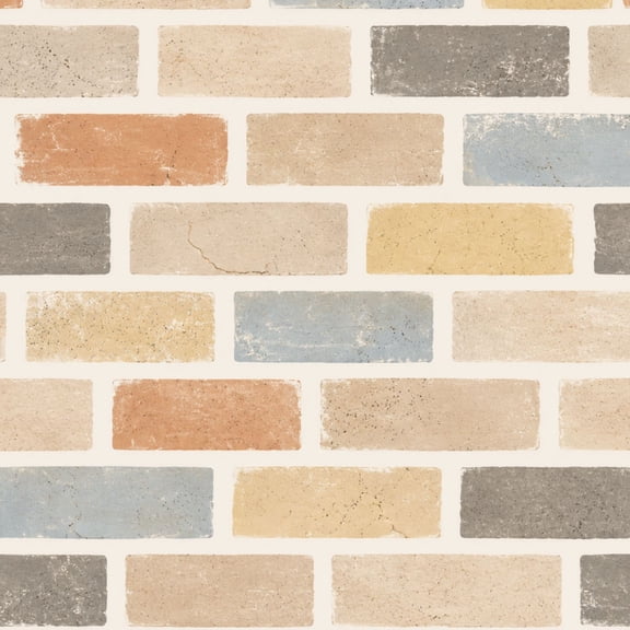 Peel and Stick Wallpaper Reclaimed Brick Bricks Neutral Tones Rough Symmetrical Arrangement 24in x 118in Contact Paper Removable Self Adhesive Wall Mural Wall Decor for Bedroom Kitchen Cabinets