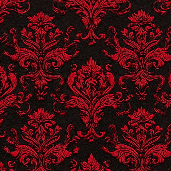 Peel and Stick Wallpaper Red Black Floral Damask Ornate Baroque Design Wall Mural 23.6in x 9.8ft Self Adhesive Removable Wall Paper Renter Friendly Wallpaper for Nursery Bedroom Cabinets