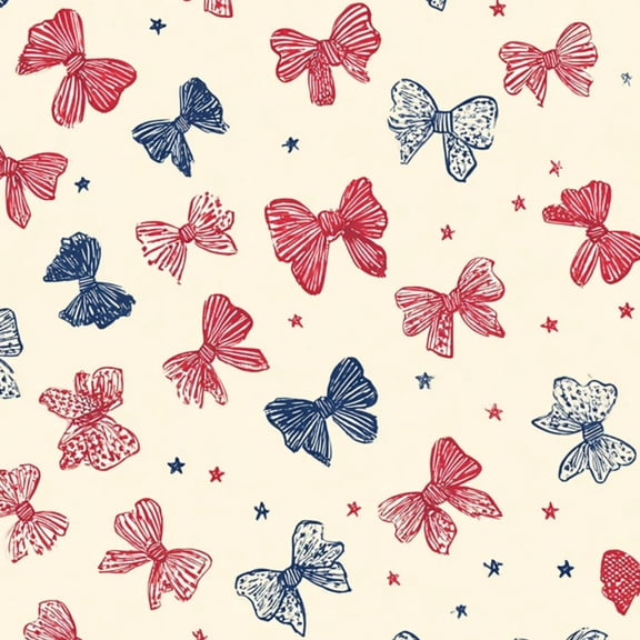 Peel and Stick Wallpaper Red Blue Bow Stars Cream Wall Mural 17.7in x 9.8ft Self Adhesive Removable Wall Paper Renter Friendly Wallpaper for Nursery Bedroom Cabinets