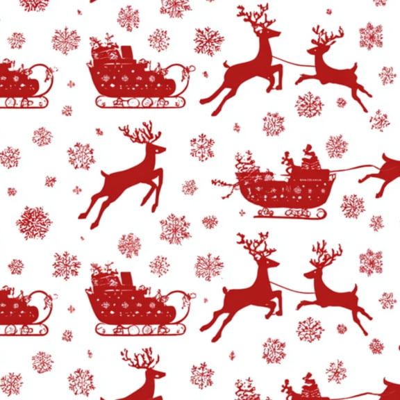 Peel and Stick Wallpaper Red Christmas Reindeer Sleigh Seamless Snowflakes White Festive Winter 17.7in x 118in Contact Paper Removable Self Adhesive Wall Mural Wall Decor for Bedroom Kitchen Cabinets