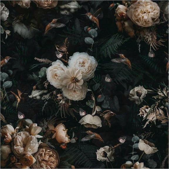 Peel And Stick Wallpaper Removable Dark Floral Wallpaper 17.5 X 393 In Renter Friendly Wallpapers For Bedroom Accent Wall Black Floral Contact Paper Flower Wall Mural
