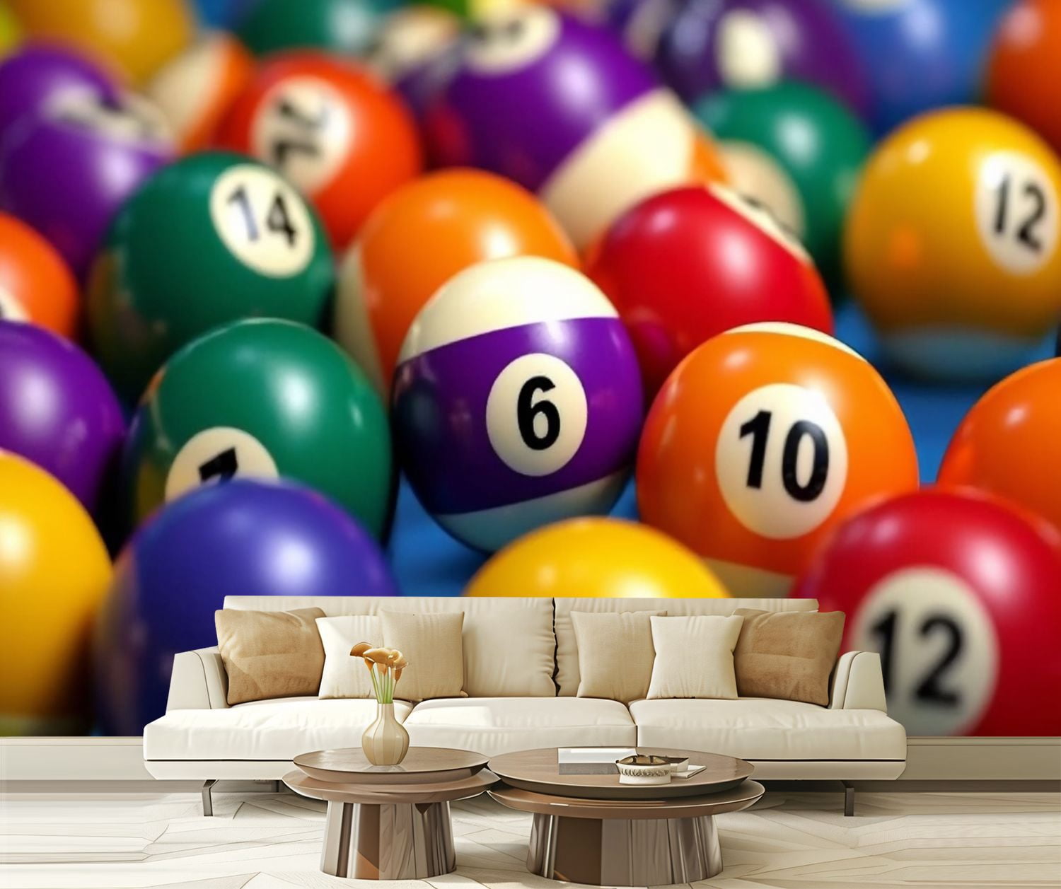 Peel and Stick Wallpaper Retro Colorful Glossy Pool Game Ball Billiard ...