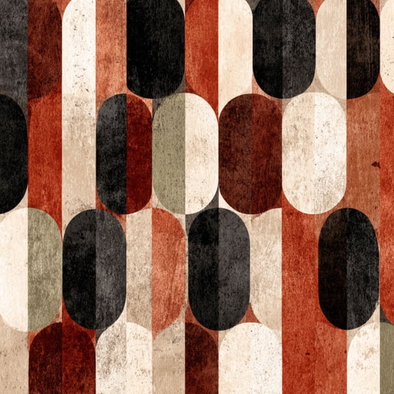 Peel and Stick Wallpaper Retro Geometric Abstract Ovals Stripes Earthy Tones 17.7in x 118in Contact Paper Removable Self Adhesive Wall Mural Wall Decor for Bedroom Kitchen Cabinets