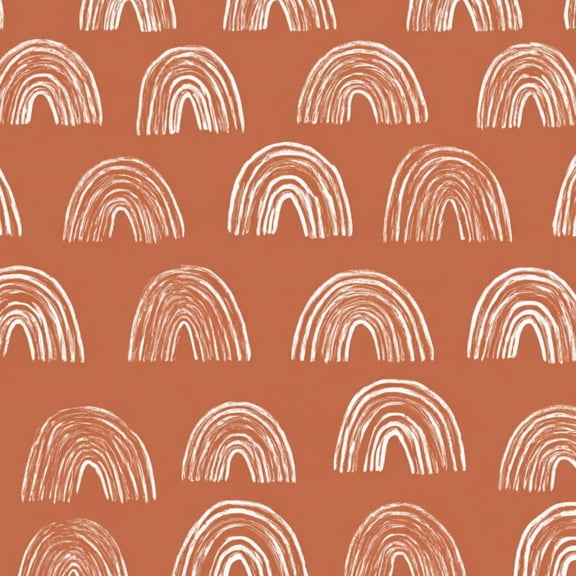 Peel and Stick Wallpaper Retro White Arches Warm Terracotta red rainbow Wall Mural 17.7in x 9.8ft Self Adhesive Removable Wall Paper Renter Friendly Wallpaper for Girls Bedroom Livingroom Nursery