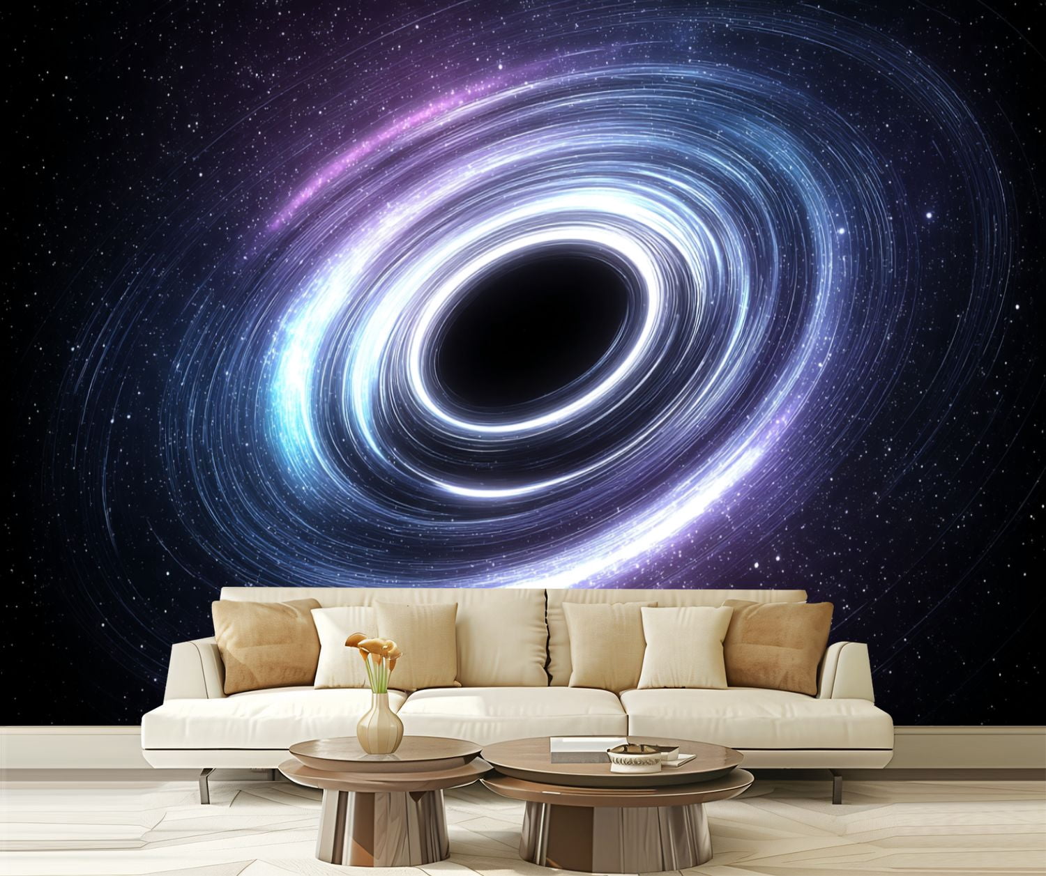 Peel and Stick Wallpaper Rings Universe Starry Minimal Art Style Black Hole Space Cosmos Modern Art Wall Mural Decor Self Adhesive and Removable 69in x 98in
