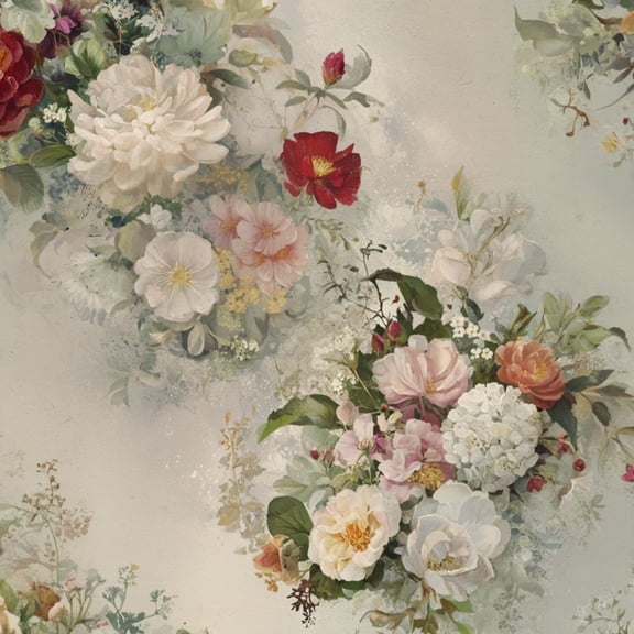Peel and Stick Wallpaper Romantic Hand Painted Floral Circle Print Home Wall Art Wall Paper 17.7in x 9.8ft Self Adhesive Removable Boho Floral Contact Paper for Nursery Bedroom Cabinets