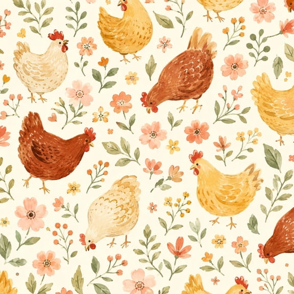 Peel and Stick Wallpaper Rooster Vintage Farmhouse Style Chicken Floral Patterned 17.7in x 118in Contact Paper Removable Self Adhesive Wall Mural Wall Decor for Bedroom Kitchen Cabinets