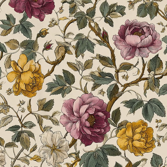 Peel and Stick Wallpaper Rustic Antique Inspired Botanical Burgundy Spring Decor Wall Mural 17.7in x 9.8ft Self Adhesive Removable Wall Paper Renter Friendly Wallpaper for Nursery Bedroom Cabinets