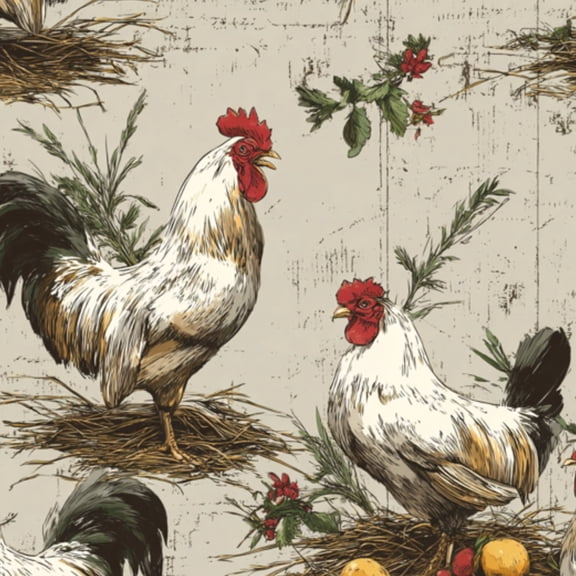 Peel and Stick Wallpaper Rustic Barnyard Rooster Hen Farmhouse Rustic Vegetables Wall Mural 23.6in x 9.8ft Self Adhesive Removable Wall Paper Renter Friendly Wallpaper for Nursery Bedroom Cabinets
