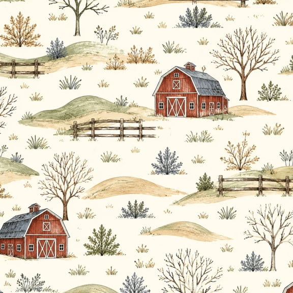 Peel and Stick Wallpaper Rustic Farmhouse Vintage Barn Country Field Landscape Wall Mural 17.7in x 9.8ft Self Adhesive Removable Wall Paper Renter Friendly Wallpaper for Nursery Bedroom Cabinets