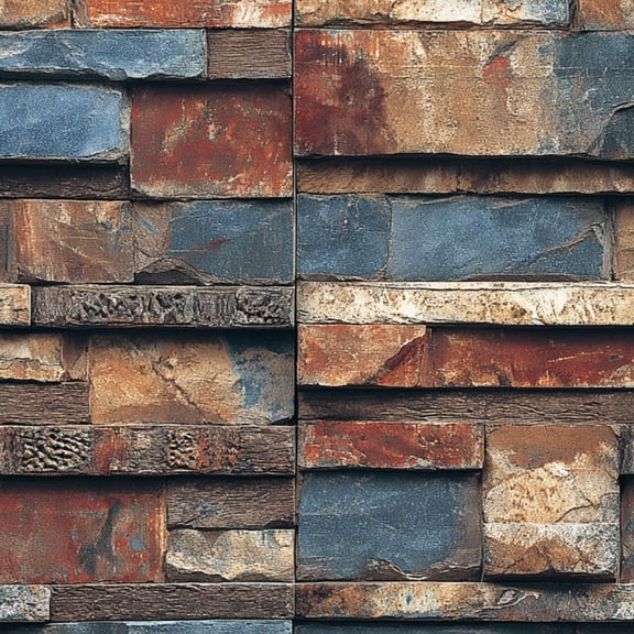 Peel and Stick Wallpaper Rustic Stone Wall Varied Earthy Tones Textured Layers Wall Mural 17.7in x 9.8ft Self Adhesive Removable Wall Paper Renter Friendly Wallpaper for Bedroom Cabinets