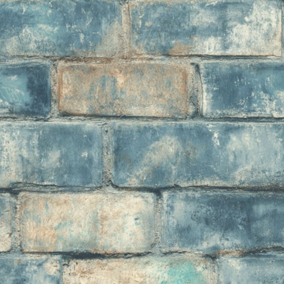 Peel and Stick Wallpaper Rustic Weathered Brick Wall Blue Tones 24in x 118in Contact Paper Removable Self Adhesive Wall Mural Wall Decor for Bedroom Kitchen Cabinets