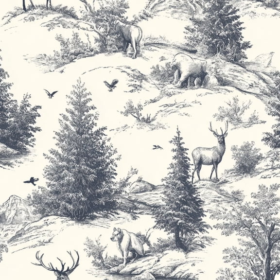 Peel and Stick Wallpaper Rustic Wilderness Scene Wildlife Forest Trees Wall Mural 23.6in x 9.8ft Self Adhesive Removable Wall Paper Renter Friendly Wallpaper for Nursery Bedroom Cabinets