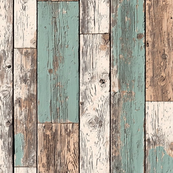 Peel and Stick Wallpaper Rustic Wooden Plank Texture Distressed Teal White Wall Mural 23.6in x 9.8ft Self Adhesive Removable Wall Paper Renter Friendly Wallpaper for Nursery Bedroom Cabinets
