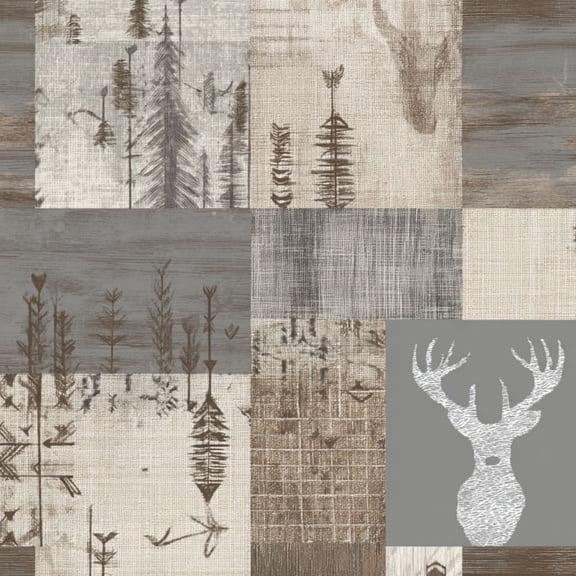 Peel and Stick Wallpaper Rustic Woodland Arrow Deer Antler Neutral Tones Wall Mural 17.7in x 9.8ft Self Adhesive Removable Wall Paper Renter Friendly Wallpaper for Nursery Bedroom Cabinets