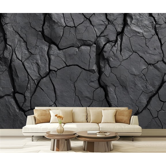 Peel and Stick Wallpaper Sand Square Rock Rock Formation Cracks Geological Texture Rough Modern Art Wall Mural Decor Self Adhesive and Removable 69in x 98in