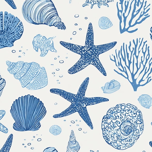 Peel and Stick Wallpaper Sea bottom Coastal Summer beach hand drawn seaside Wall Mural 17.7in x 9.8ft Self Adhesive Removable Wall Paper Renter Friendly Wallpaper for Nursery Bedroom Cabinets