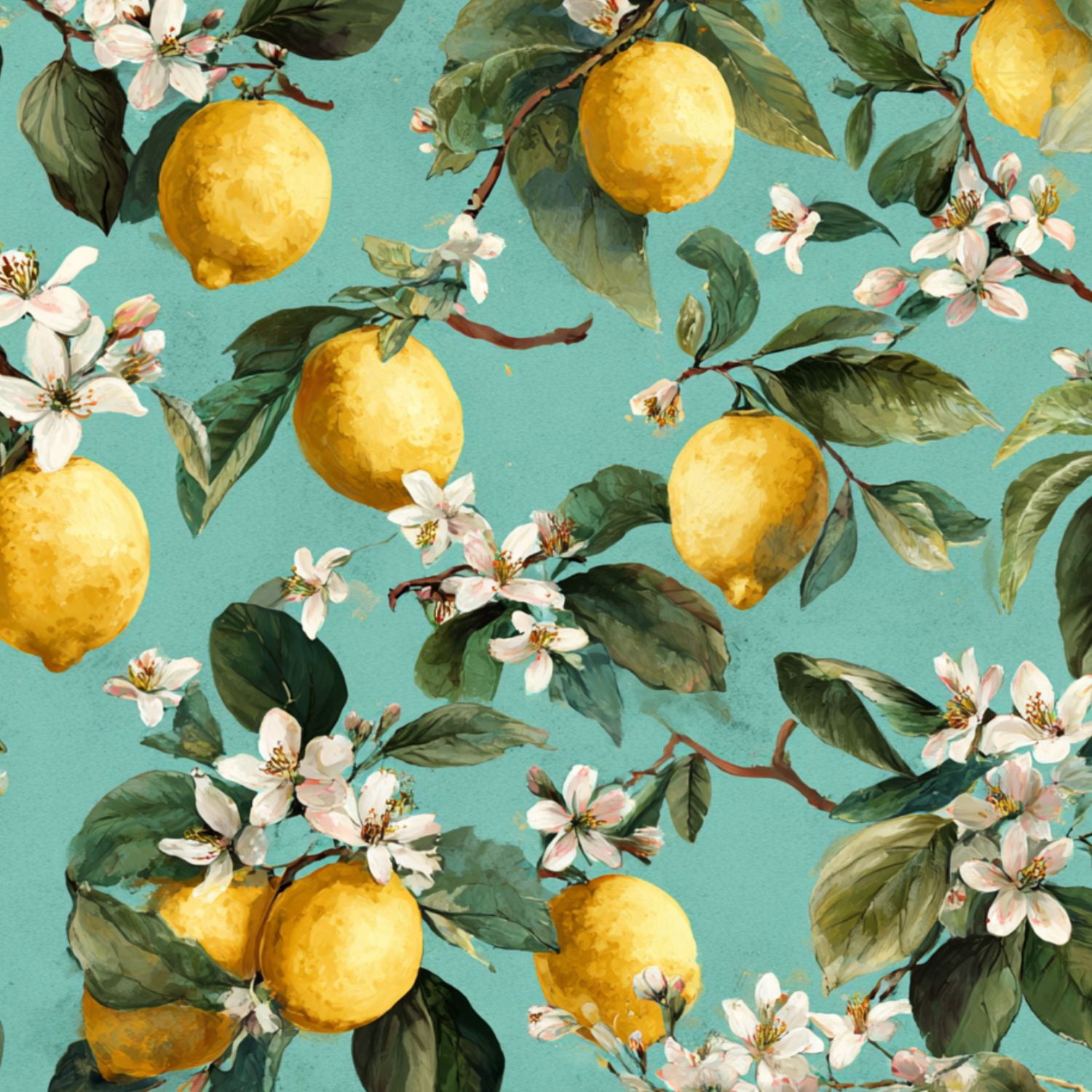 Peel and Stick Wallpaper Seamless Lemon Fruits Floral 24in x 118in Contact Paper Removable Self Adhesive Wall Mural Wall Decor for Bedroom Kitchen Cabinets