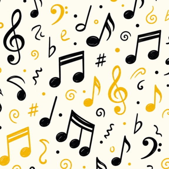 Peel and Stick Wallpaper Seamless Music Notes Musical monochrome clef painted by black inks 24in x 118in Contact Paper Removable Self Adhesive Wall Mural Wall Decor for Bedroom Kitchen Cabinets