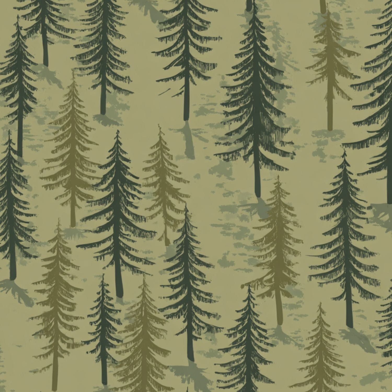 Peel and Stick Wallpaper Seamless Pine Tree Forest Green Tones Wall Mural 23.6in x 9.8ft Self Adhesive Removable Wall Paper Renter Friendly Wallpaper for Nursery Bedroom Cabin Decor