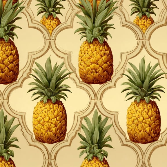 Peel and Stick Wallpaper Seamless Pineapple Golden Yellow Fruits Green Leaves Beige 17.7in x 118in Contact Paper Removable Self Adhesive Wall Mural Wall Decor for Bedroom Kitchen Cabinets