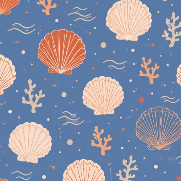 Peel and Stick Wallpaper Seamless Seashells Coral Blue 17.7in x 118in Contact Paper Removable Self Adhesive Wall Mural Wall Decor for Bedroom Kitchen Cabinets