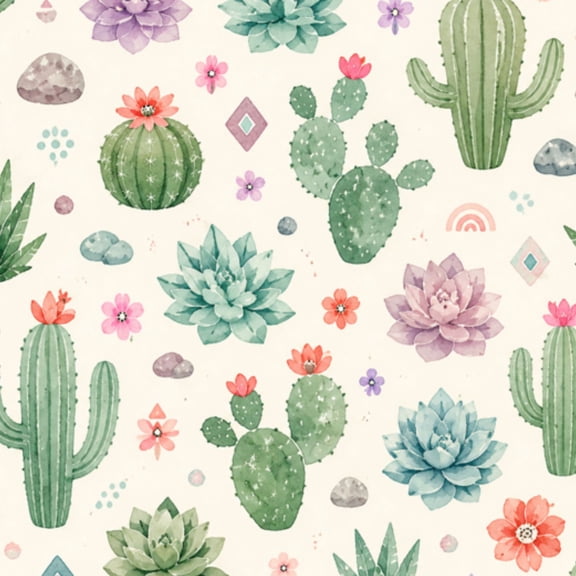 Peel and Stick Wallpaper Seamless Tileable Cactus Succulents Desert Wall Mural 23.6in x 9.8ft Self Adhesive Removable Wall Paper Renter Friendly Wallpaper for Nursery Bedroom Cabinets