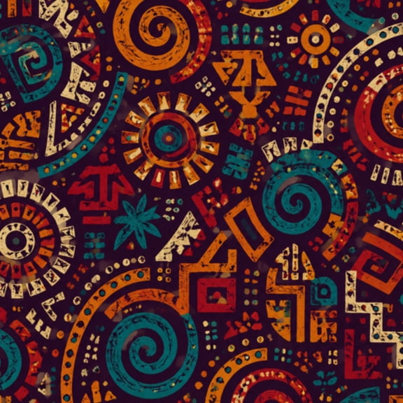 Peel and Stick Wallpaper Seamless african Ethnic tribal motifs Orange red yellow blue Wall Mural 17.7in x 9.8ft Self Adhesive Removable Wall Paper Renter Friendly Wallpaper for Bedroom Cabinets
