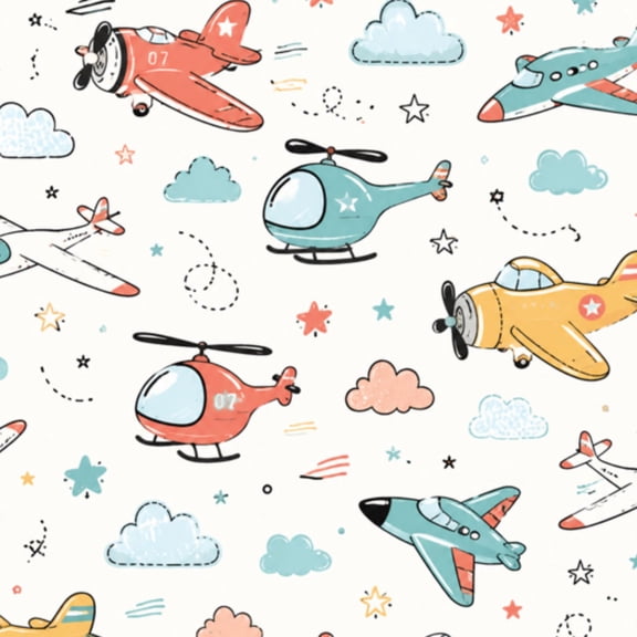 Peel and Stick Wallpaper Seamless for boy cartoon kids airplane nursery cartoon Wall Mural 23.6in x 9.8ft Self Adhesive Removable Wall Paper Renter Friendly Wallpaper for Nursery Bedroom Cabinets