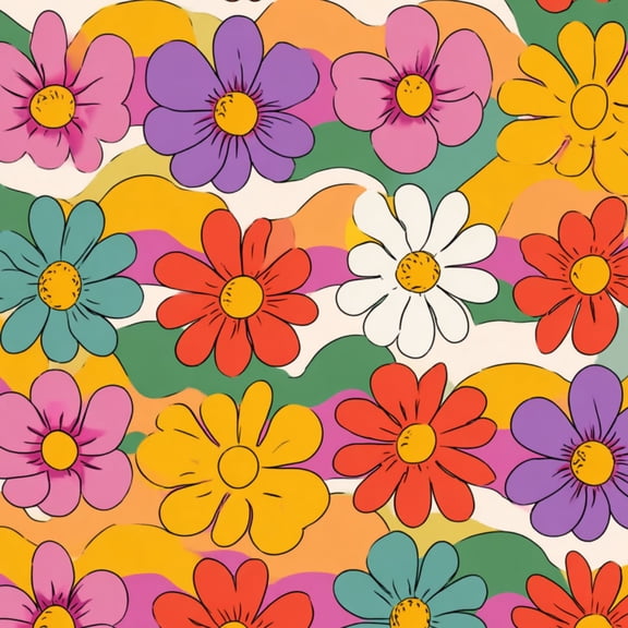 Peel and Stick Wallpaper Seamless colourful flowers rainbow 17.7in x 118in Contact Paper Removable Self Adhesive Wall Mural Wall Decor for Bedroom Kitchen Cabinets